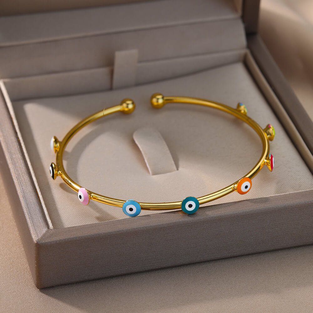 Goth Evil Eye Bracelets Steel Luxury Turkish Eye Viking Bangle Bracelet Jewelry pulseras mujer bijoux - Taylor K Shop