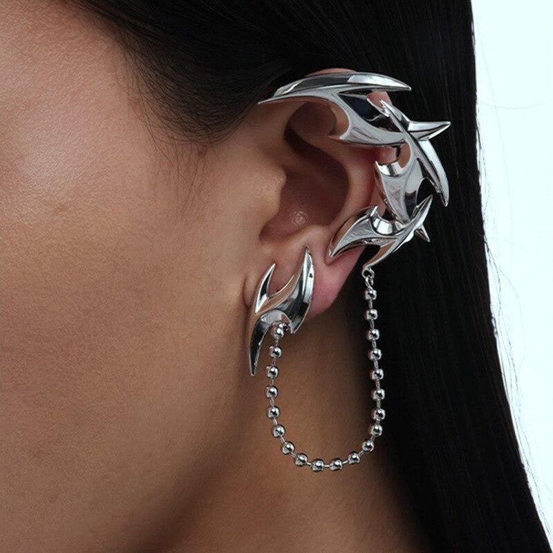 Gothic Accessories Punk Darts Ear Clip on Earrings Silver Color Metal Tassel Cool Party Dangle Earring for Women Men Jewelry - Taylor K Shop