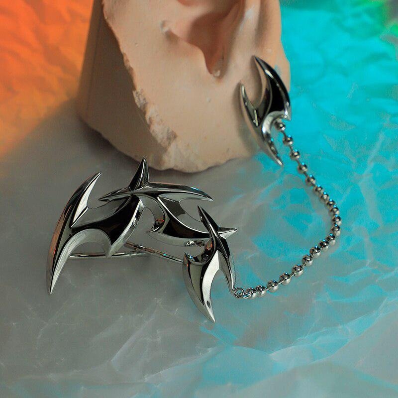 Gothic Accessories Punk Darts Ear Clip on Earrings Silver Color Metal Tassel Cool Party Dangle Earring for Women Men Jewelry - Taylor K Shop
