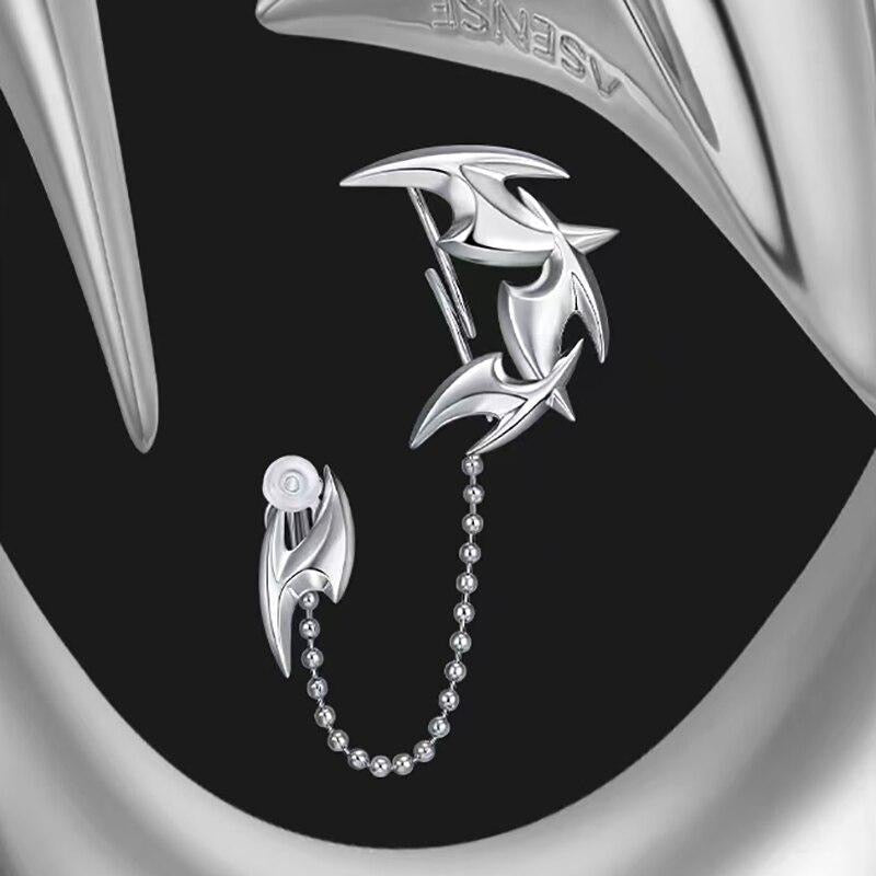 Gothic Accessories Punk Darts Ear Clip on Earrings Silver Color Metal Tassel Cool Party Dangle Earring for Women Men Jewelry - Taylor K Shop