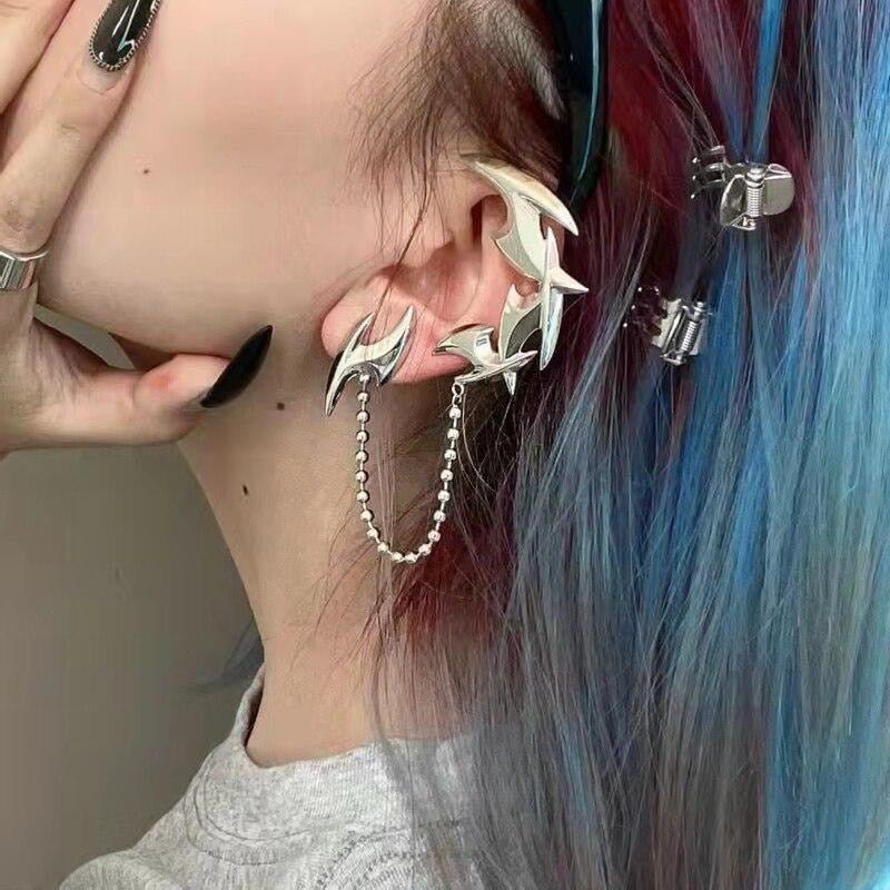 Gothic Accessories Punk Darts Ear Clip on Earrings Silver Color Metal Tassel Cool Party Dangle Earring for Women Men Jewelry - Taylor K Shop