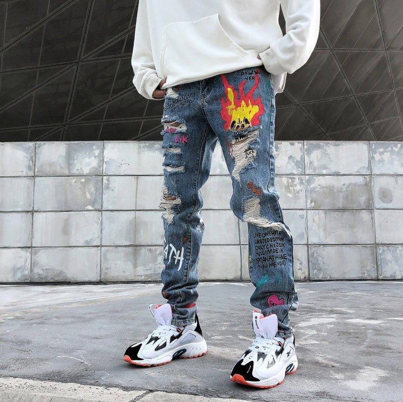 Graffiti ripped jeans - Taylor K Shop