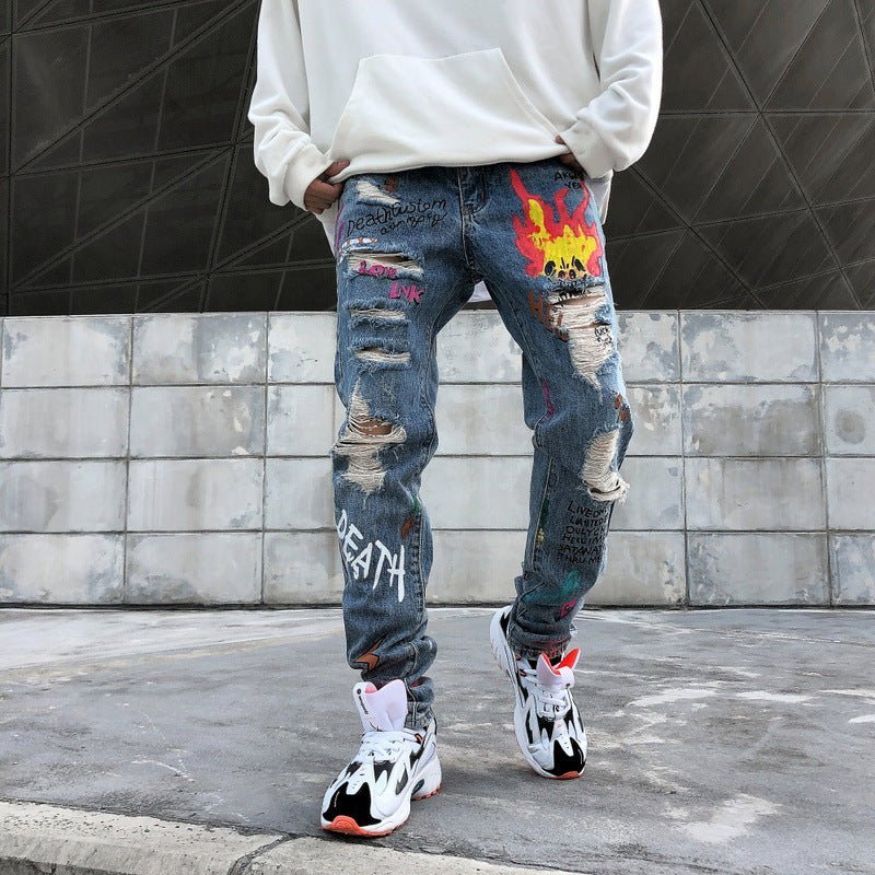 Graffiti ripped jeans - Taylor K Shop
