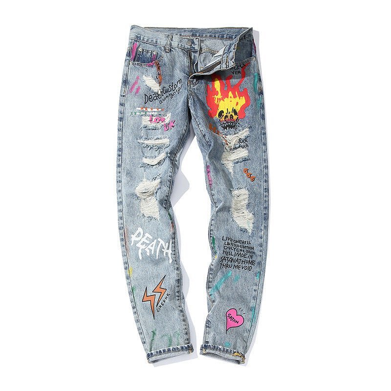 Graffiti ripped jeans - Taylor K Shop