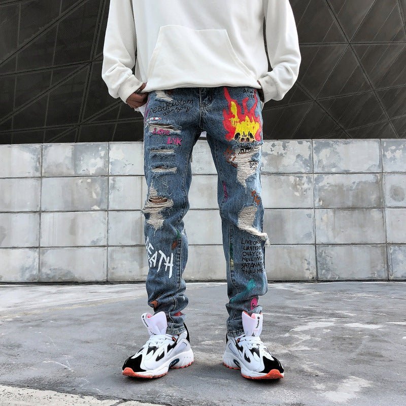 Graffiti ripped jeans - Taylor K Shop