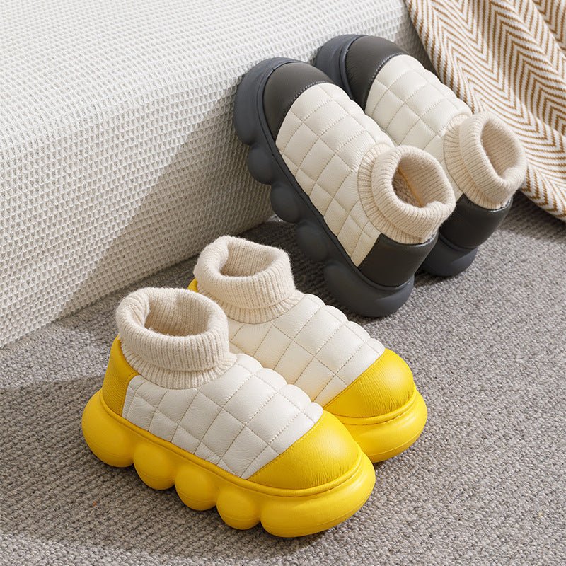 Heel Indoor Warmth Outdoor Snow Boots Lovers Thick Soled Cotton Shoes Mens Autumn And Winter - Taylor K Shop
