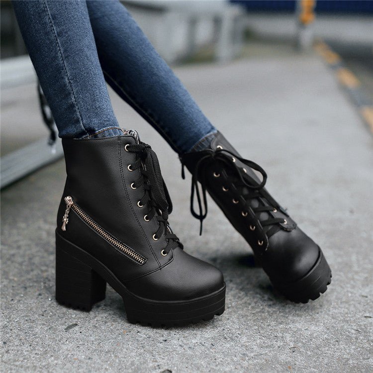 High heeled British retro Martin boots - Taylor K Shop