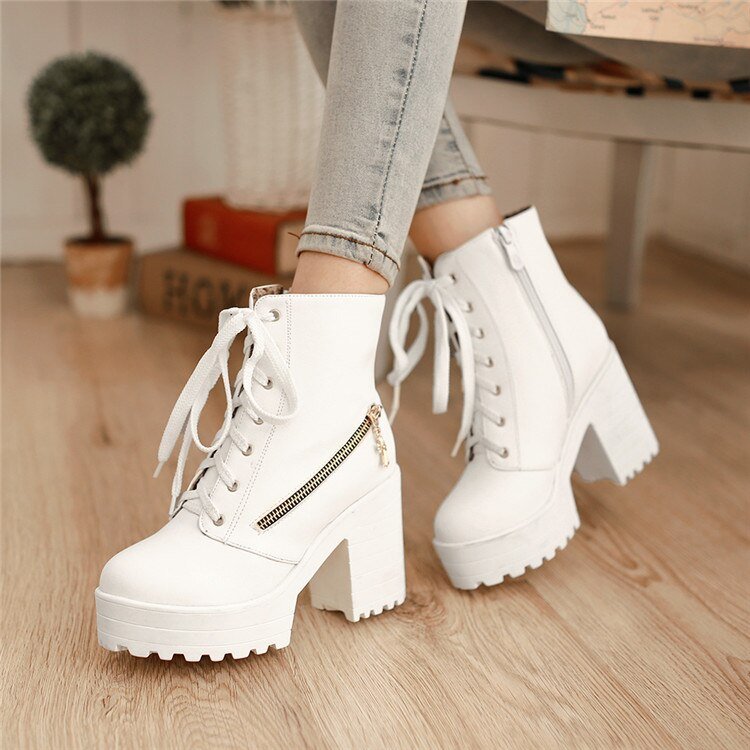 High heeled British retro Martin boots - Taylor K Shop