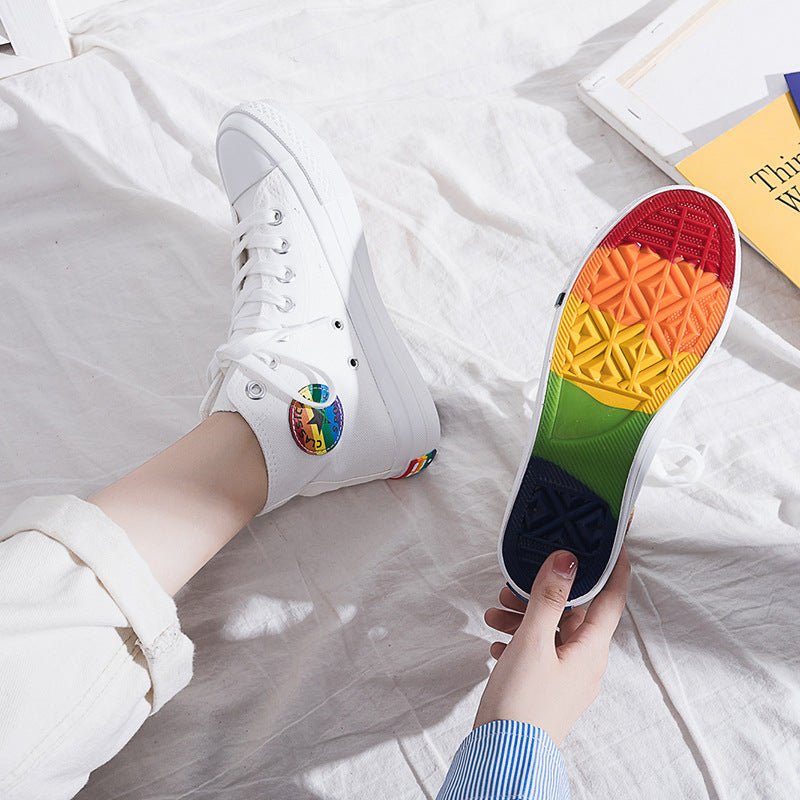 High - Top Rainbow Canvas Shoes Women'S College Style All - Match Canvas Shoes - Taylor K Shop