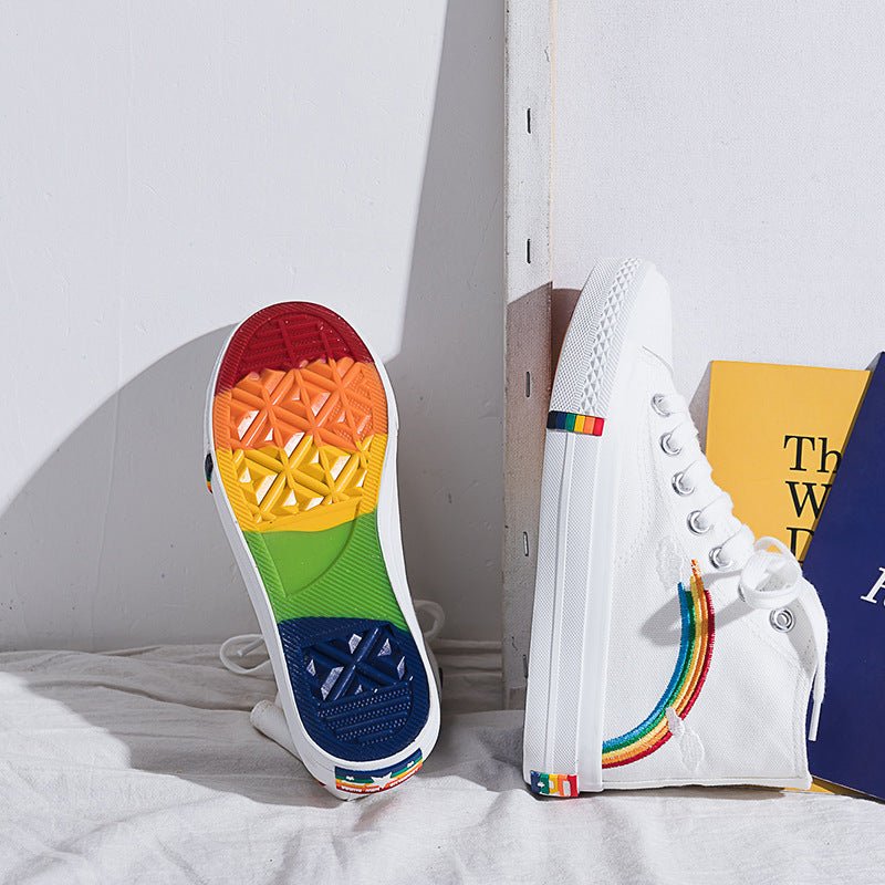 High - Top Rainbow Canvas Shoes Women'S College Style All - Match Canvas Shoes - Taylor K Shop