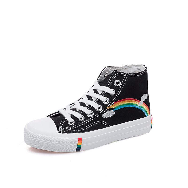 High - Top Rainbow Canvas Shoes Women'S College Style All - Match Canvas Shoes - Taylor K Shop