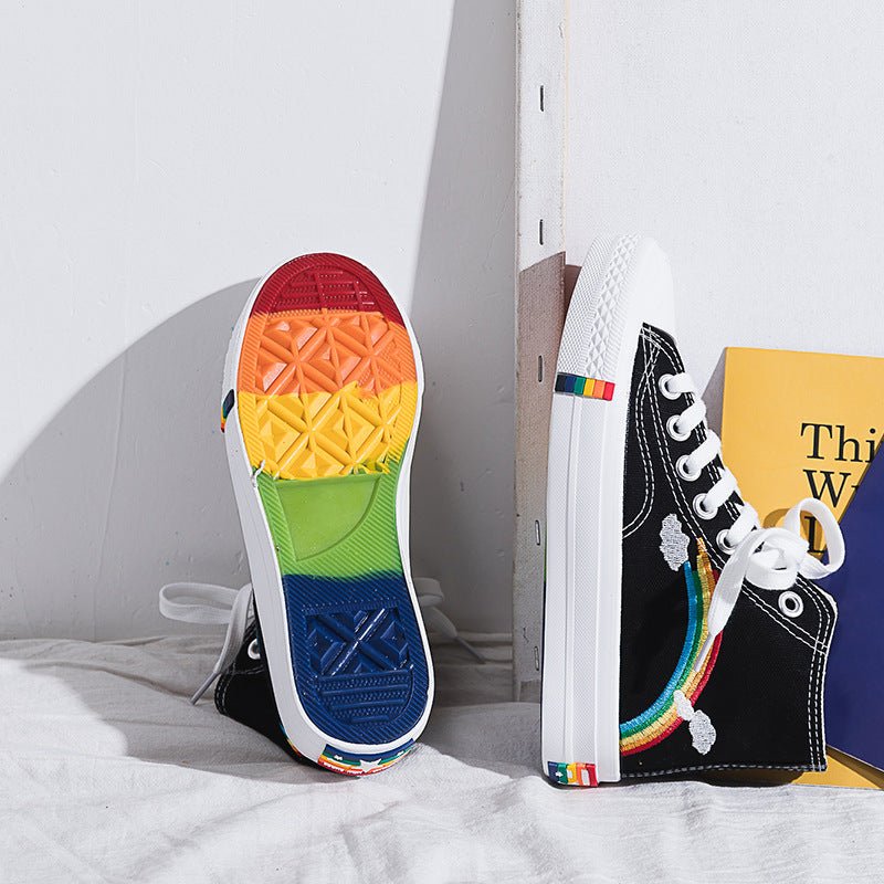High - Top Rainbow Canvas Shoes Women'S College Style All - Match Canvas Shoes - Taylor K Shop