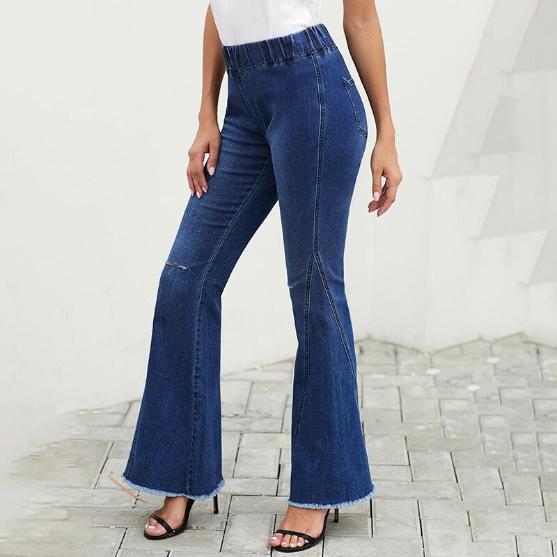 High Waist Women&#39;s Jeans 2022 New Fashion Sexy Flared Pants Vintage Denim Trousers Blue Bell Bottom Jeans Mom&#39;s Work Pants - Taylor K Shop