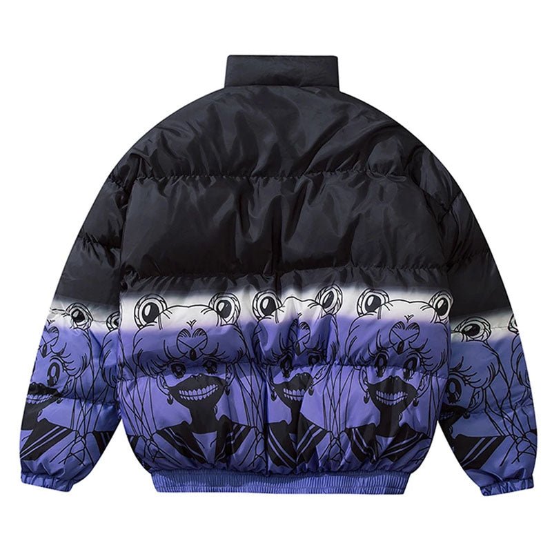 Hip Hop Oversized Padded Parkas Mens Harajuku Gradient Carto - Taylor K Shop