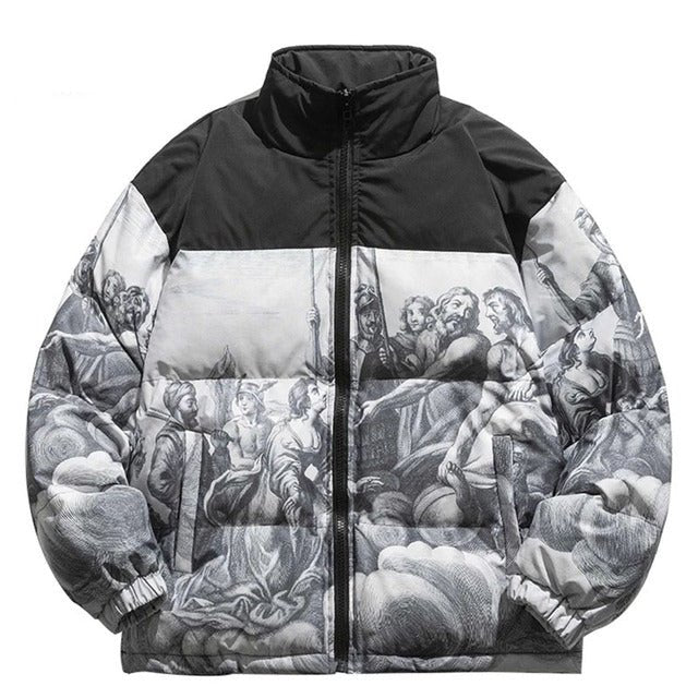 Hip Hop Oversized Padded Parkas Mens Harajuku Gradient Carto - Taylor K Shop