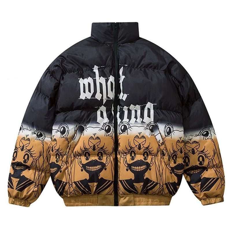 Hip Hop Oversized Padded Parkas Mens Harajuku Gradient Carto - Taylor K Shop