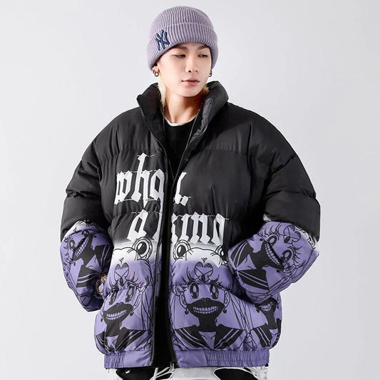 Hip Hop Oversized Padded Parkas Mens Harajuku Gradient Carto - Taylor K Shop