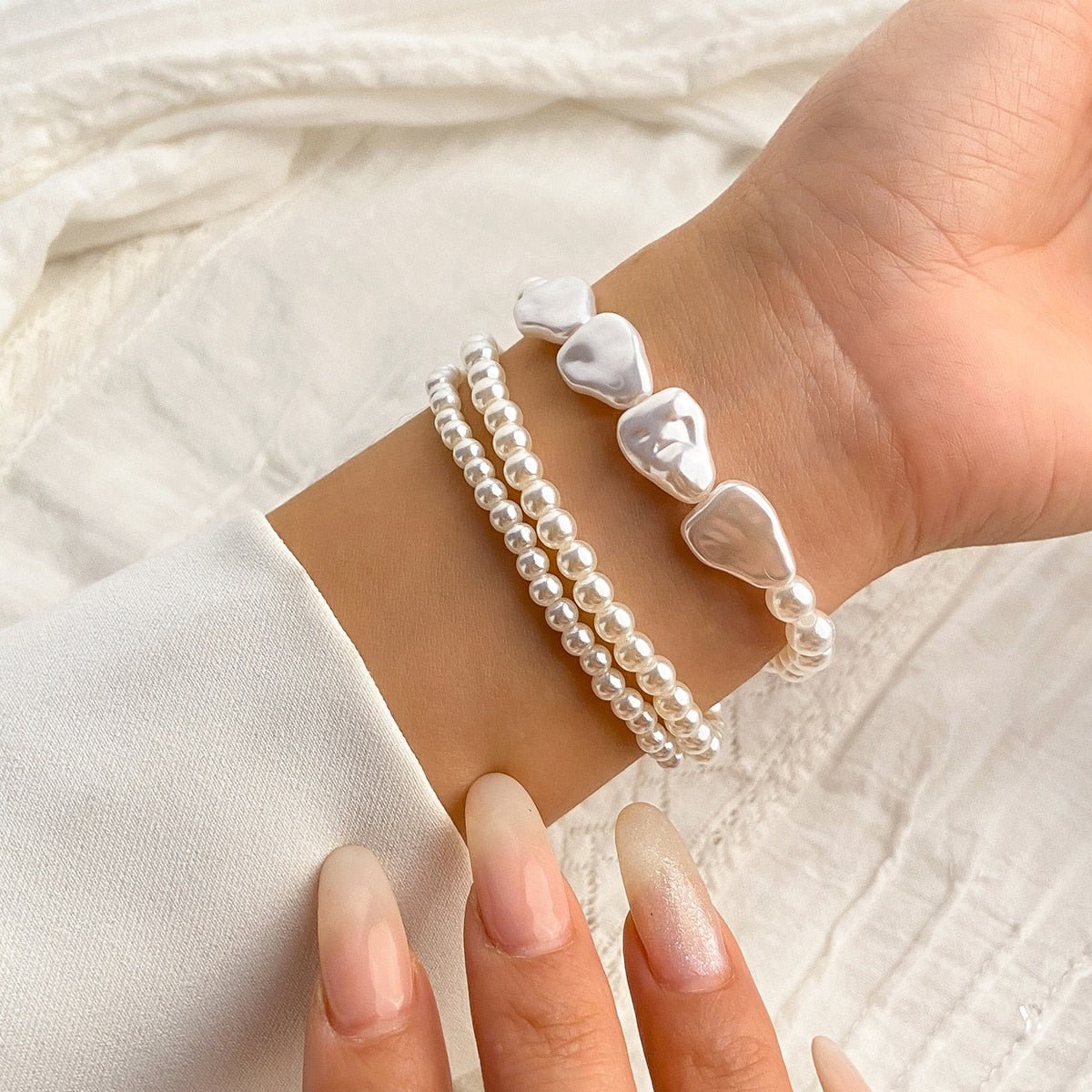 Ingemark Elegant Multilayer Baroque Pearl Chain Bracelet for Women Wedding Bridal Kpop Charm Beaded Bangles Couple Hand Jewelry - Taylor K Shop