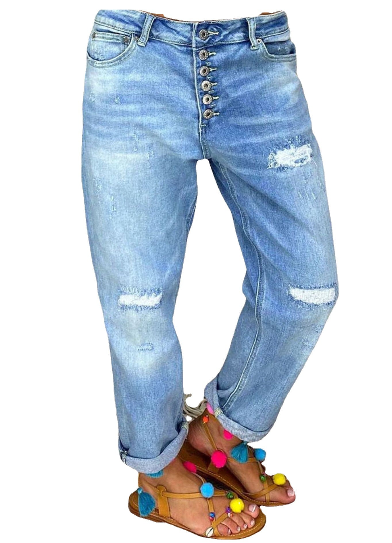 Jeans High - waisted Jeans Summer Jeans Loose Slim Jeans Straight Daddy Pants - Taylor K Shop