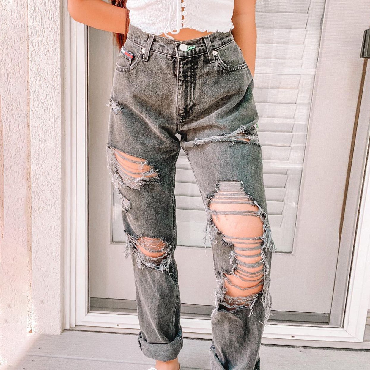 Jeans Ripped Holes Are Thinner Ladies Jeans Trousers - Taylor K Shop