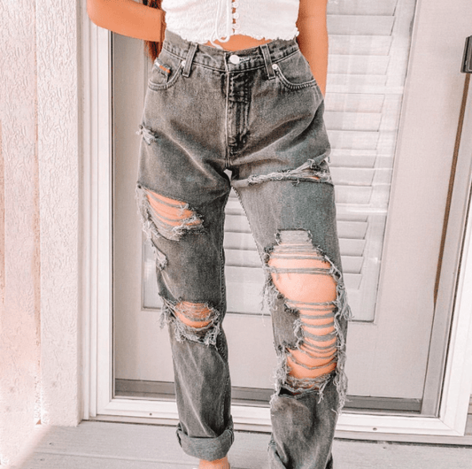 Jeans Ripped Holes Are Thinner Ladies Jeans Trousers - Taylor K Shop