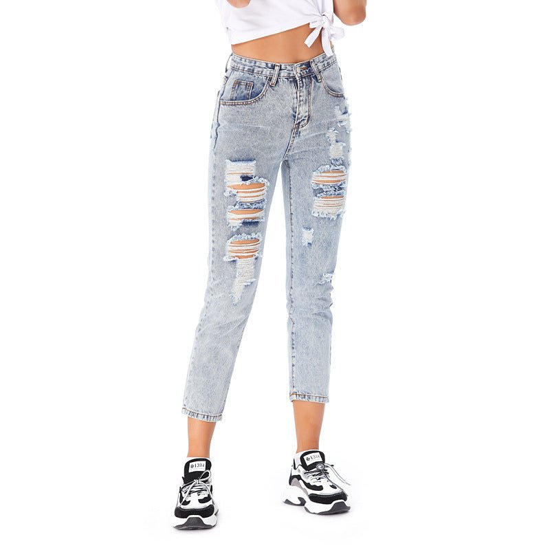 Jeans Women's Ripped Spring Casual Loose Jeans - Taylor K Shop