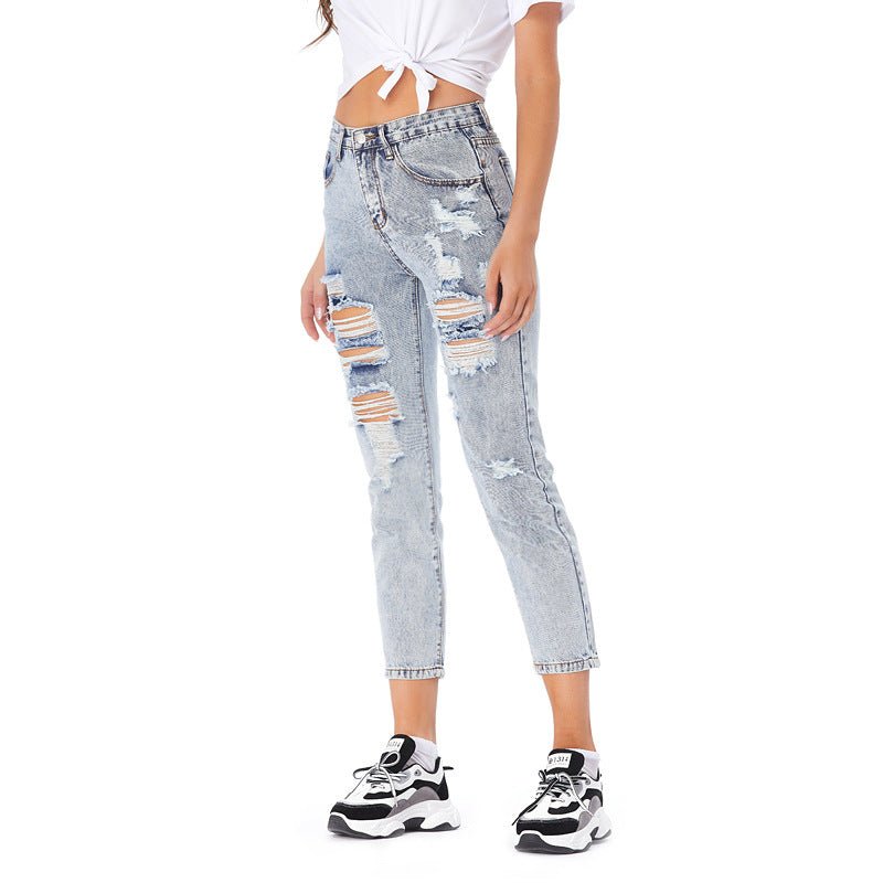 Jeans Women's Ripped Spring Casual Loose Jeans - Taylor K Shop