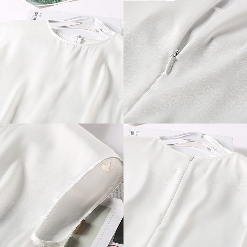 Khaki Women's Elegant Blouse Office Plus Size Tunic Satin Silk Blouse Basic Tops White Summer Chiffon Blouses for Women - Taylor K Shop