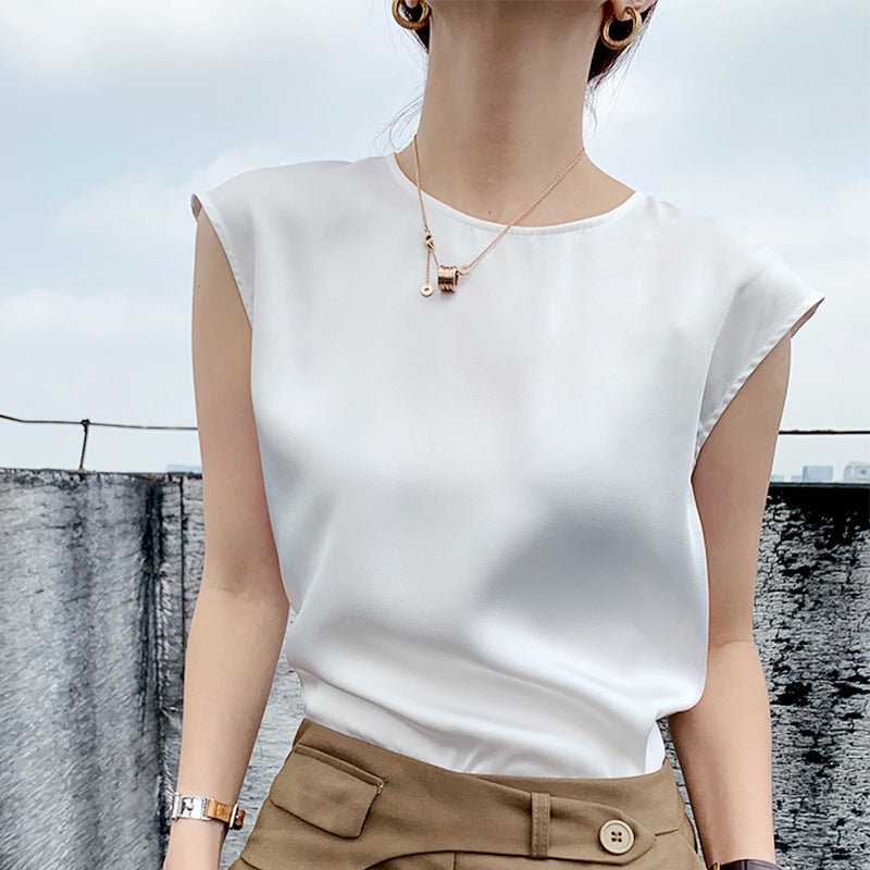 Khaki Women's Elegant Blouse Office Plus Size Tunic Satin Silk Blouse Basic Tops White Summer Chiffon Blouses for Women - Taylor K Shop