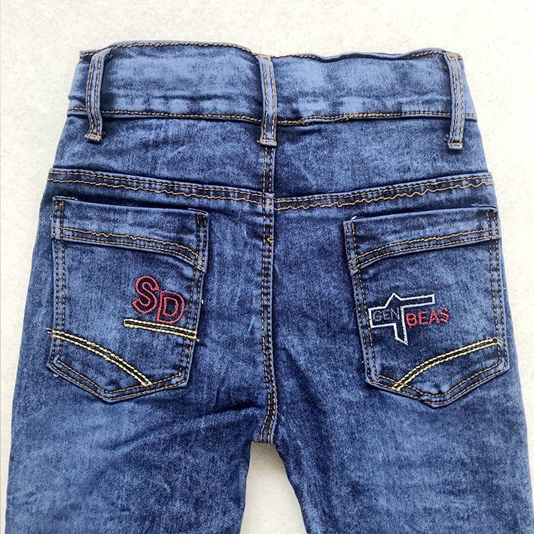 Kids Jeans Crumpled Boys Casual Boys Solid Color Jeans - Taylor K Shop