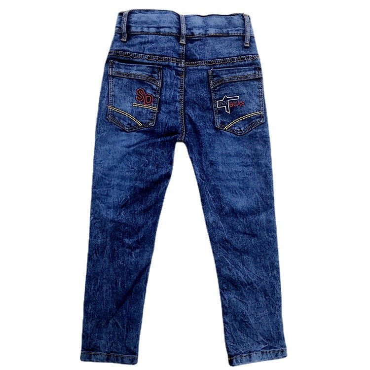 Kids Jeans Crumpled Boys Casual Boys Solid Color Jeans - Taylor K Shop