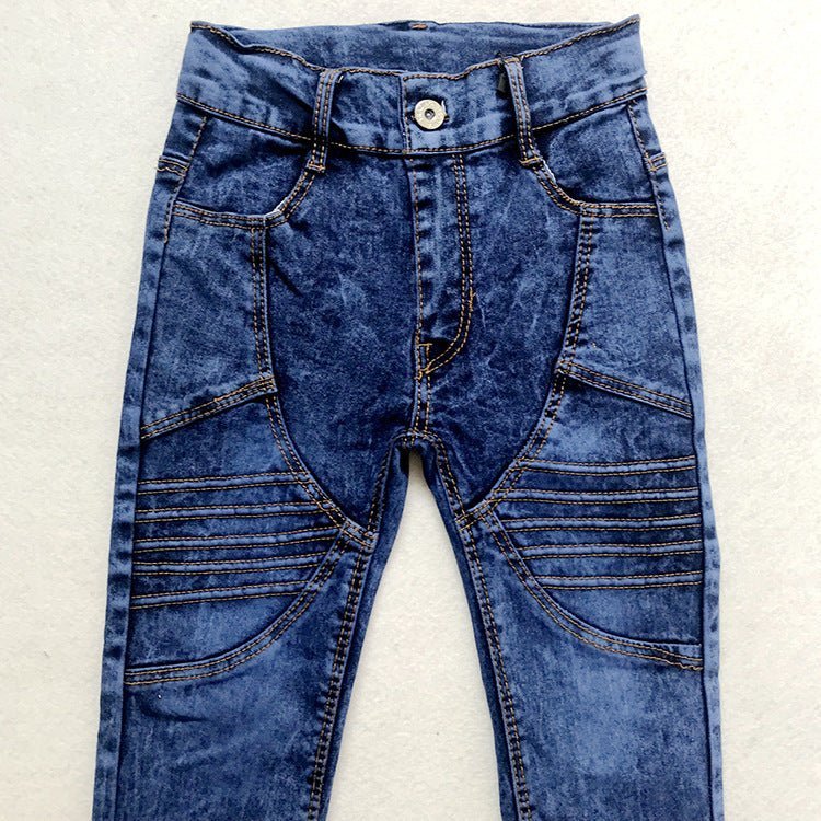 Kids Jeans Crumpled Boys Casual Boys Solid Color Jeans - Taylor K Shop