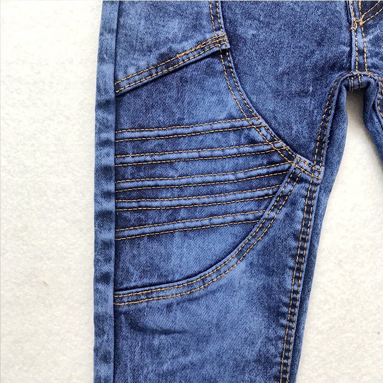 Kids Jeans Crumpled Boys Casual Boys Solid Color Jeans - Taylor K Shop