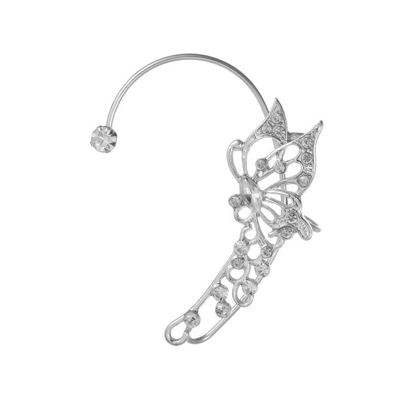 Korean Elf Butterfly Ear Cuff Without Piercing Clip Earrings for Women Elegant Sparkling Zircon Crystal Ear Clip Wedding Jewelry - Taylor K Shop