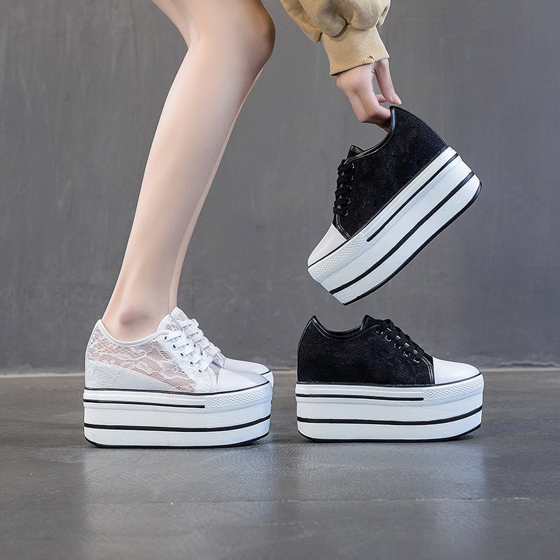 Lace Hollowed Breathable Inner Heightening Shoes - Taylor K Shop