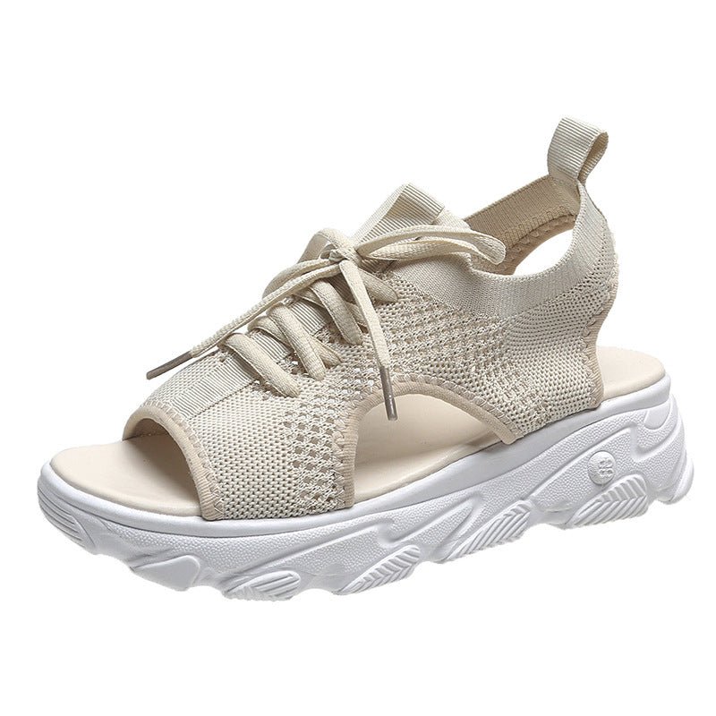 Lace - up Sandals Women Thick - bottomed Mesh Soft - sole Fashion Casual Summer Shoes Flat - Taylor K Shop