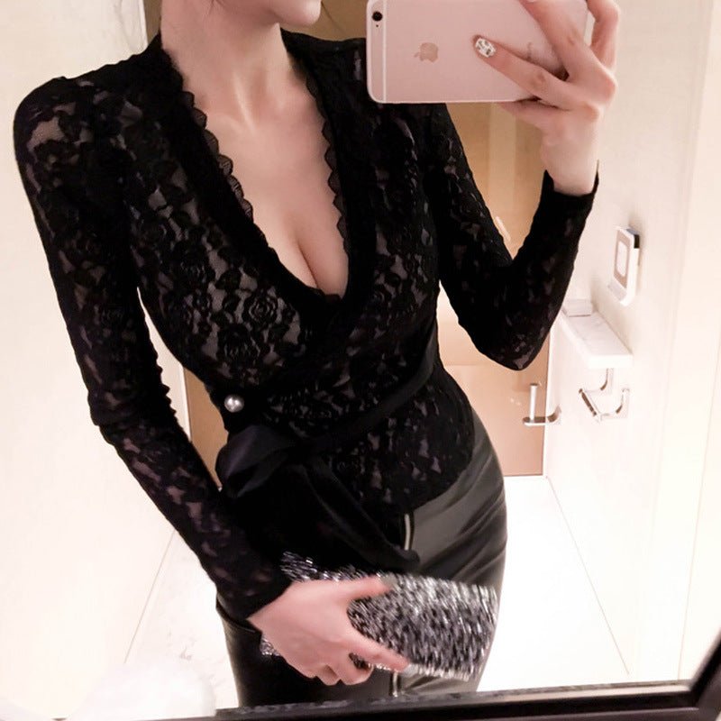 Lace v - neck blouse - Taylor K Shop