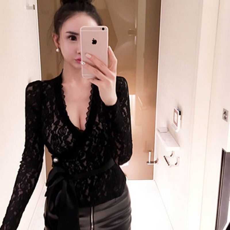 Lace v - neck blouse - Taylor K Shop