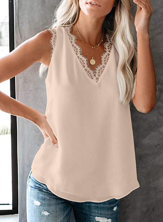 Lace v - neck sleeveless blouse - Taylor K Shop