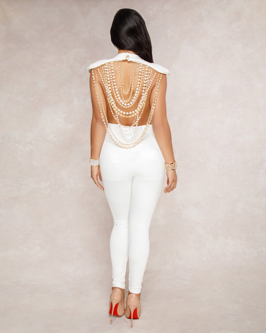 Ladies Pearl Chain Fancy Jumpsuit - Taylor K Shop
