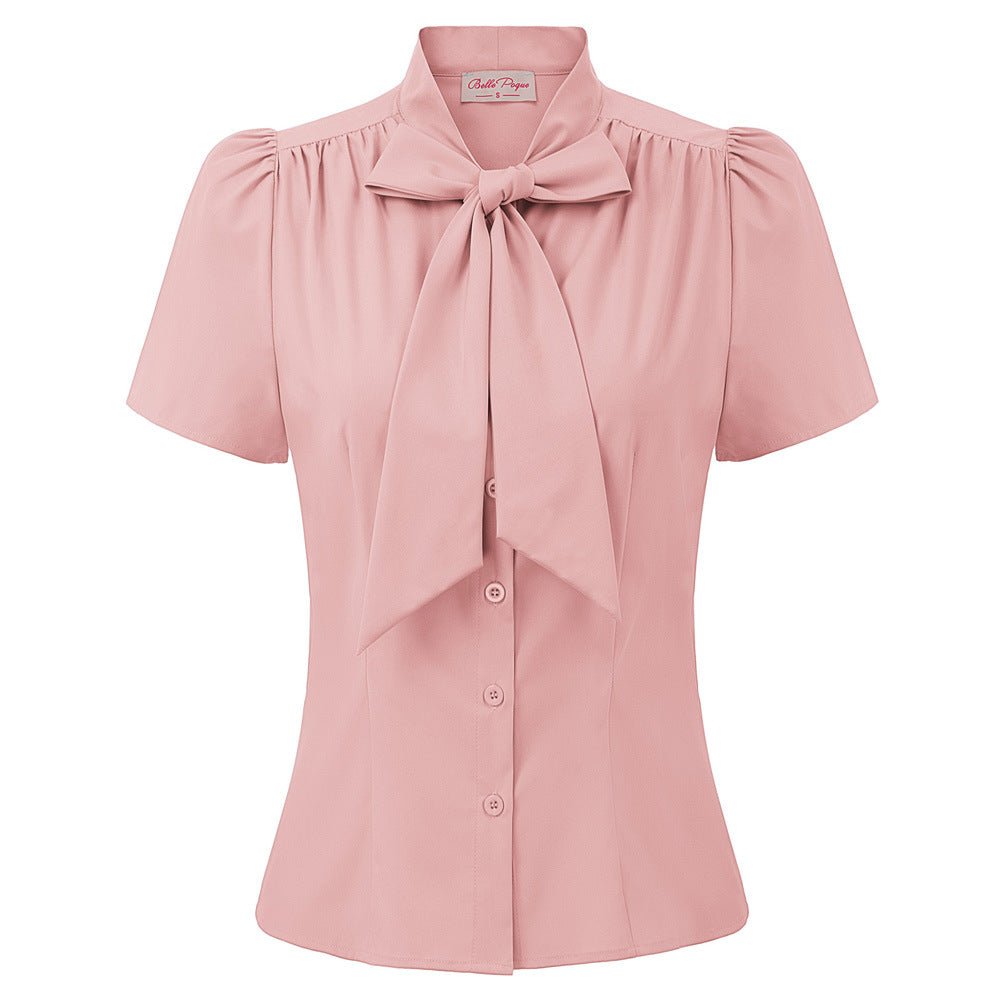 Ladies summer color retro short blouse shirt - Taylor K Shop