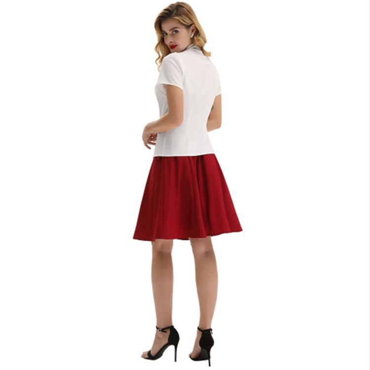 Ladies summer color retro short blouse shirt - Taylor K Shop