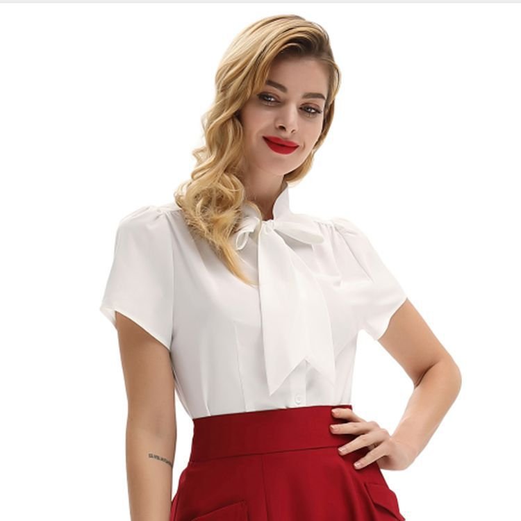 Ladies summer color retro short blouse shirt - Taylor K Shop