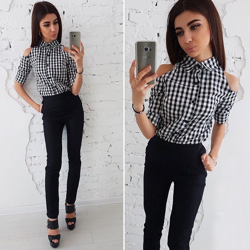 Lapel button blouse - Taylor K Shop