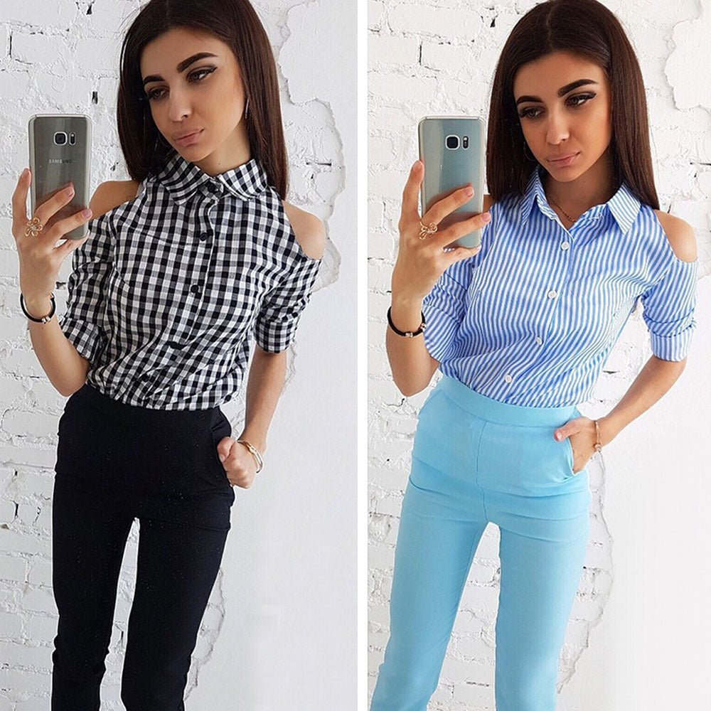 Lapel button blouse - Taylor K Shop
