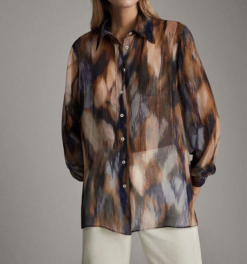 Lapel long sleeve blouse - Taylor K Shop