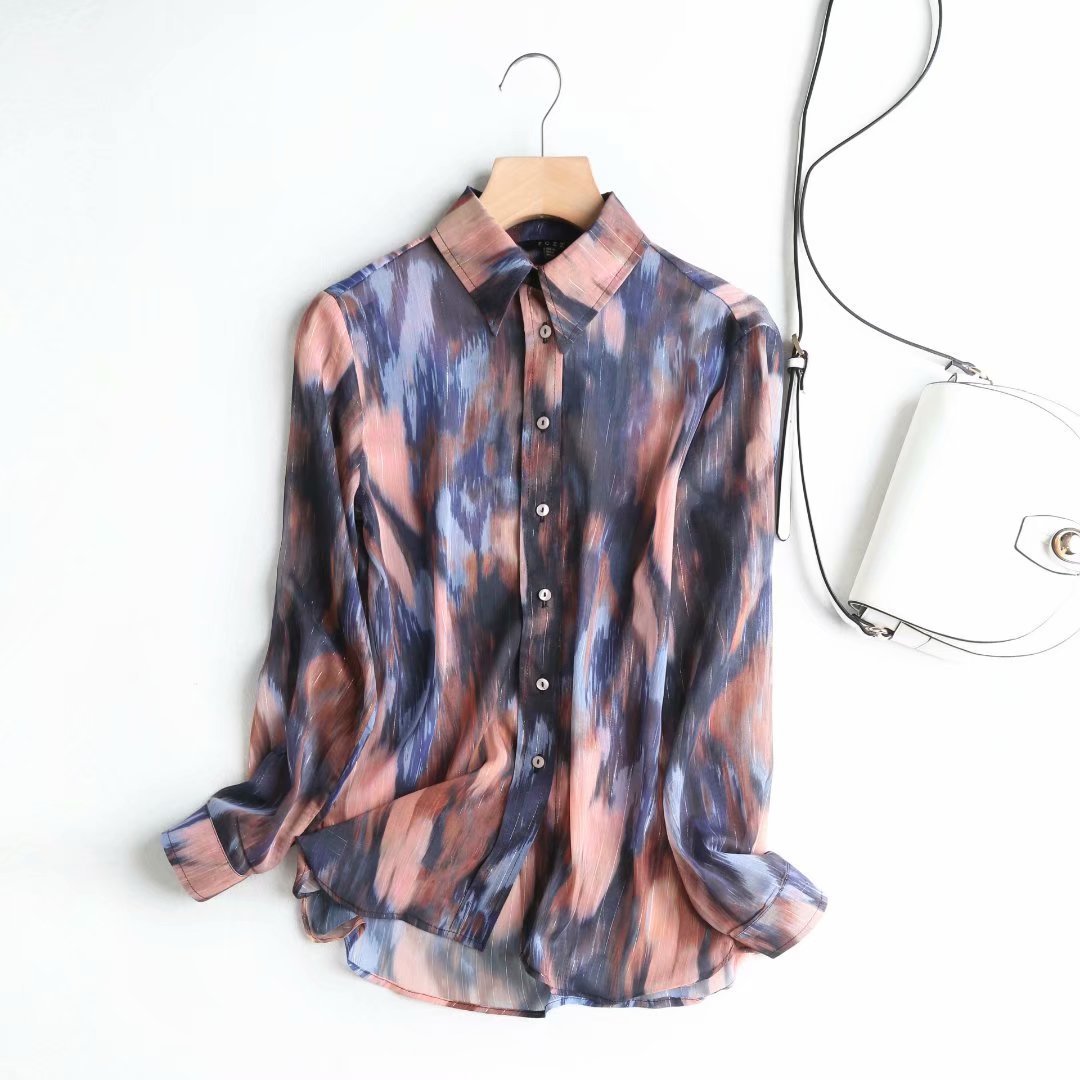 Lapel long sleeve blouse - Taylor K Shop