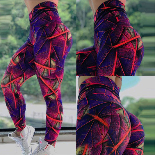 Leaf print fitness yoga pants - Taylor K Shop