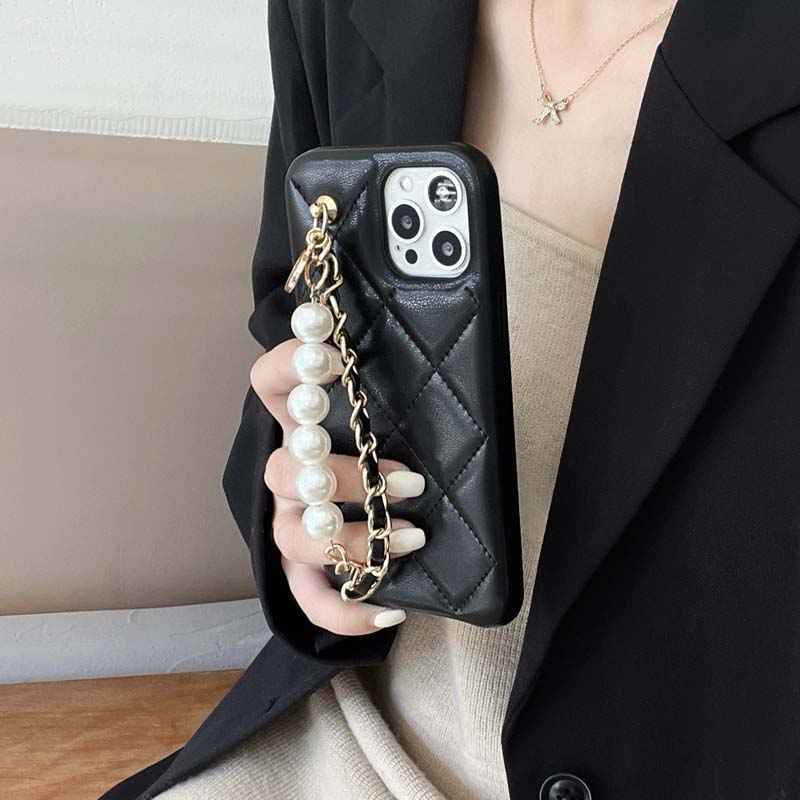 Leather Max Pearl Bracelet Diamond Lattice Car Line Phone Case - Taylor K Shop