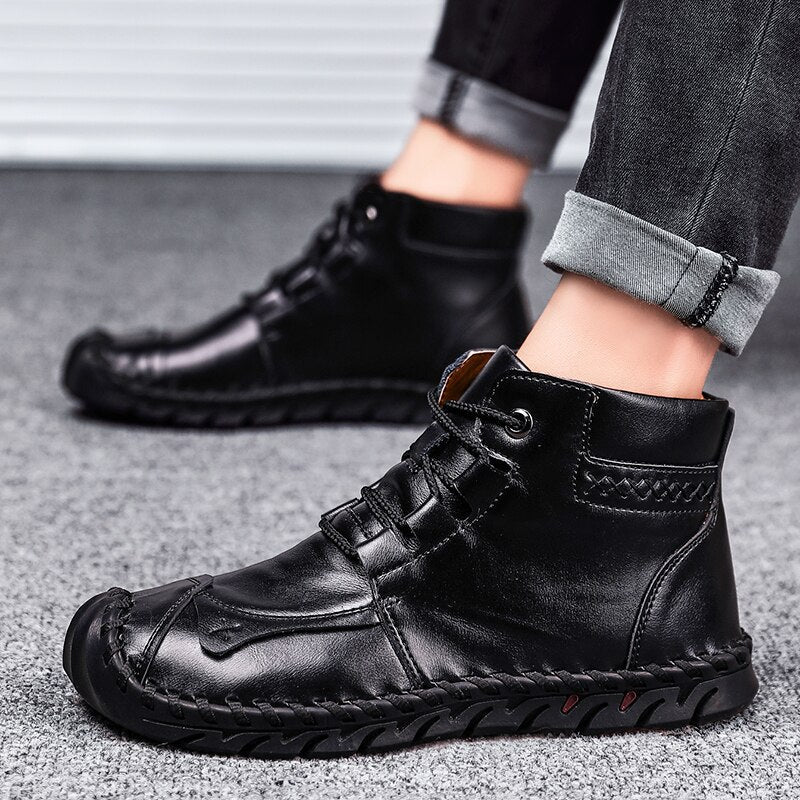 Leather shoes leather men casual shoes - Taylor K Shop